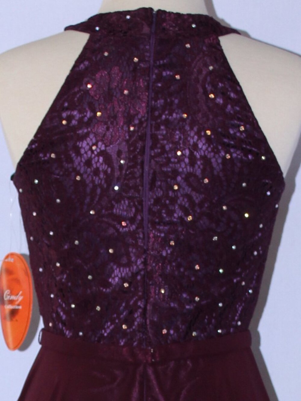 Cindy #1557 Chiffon & Lace Formal Evening Bridesmaid Gown-Size S-PLUM-NWT - Picture 6 of 6